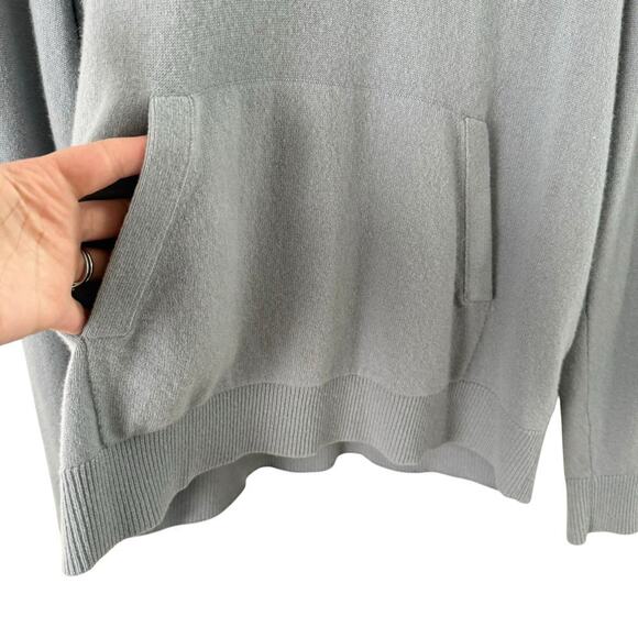 Club Monaco Cashmere Hoodie Sweater in Light Gray w/ Kangaroo Pocket, Size Large - Picture 5 of 9